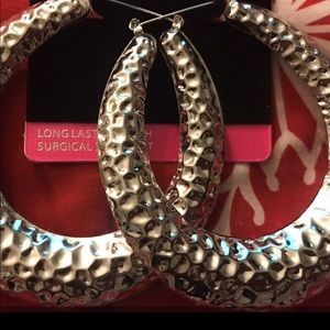 Oversized 18k Gold Finish Large Hammerd Earrings Brand New